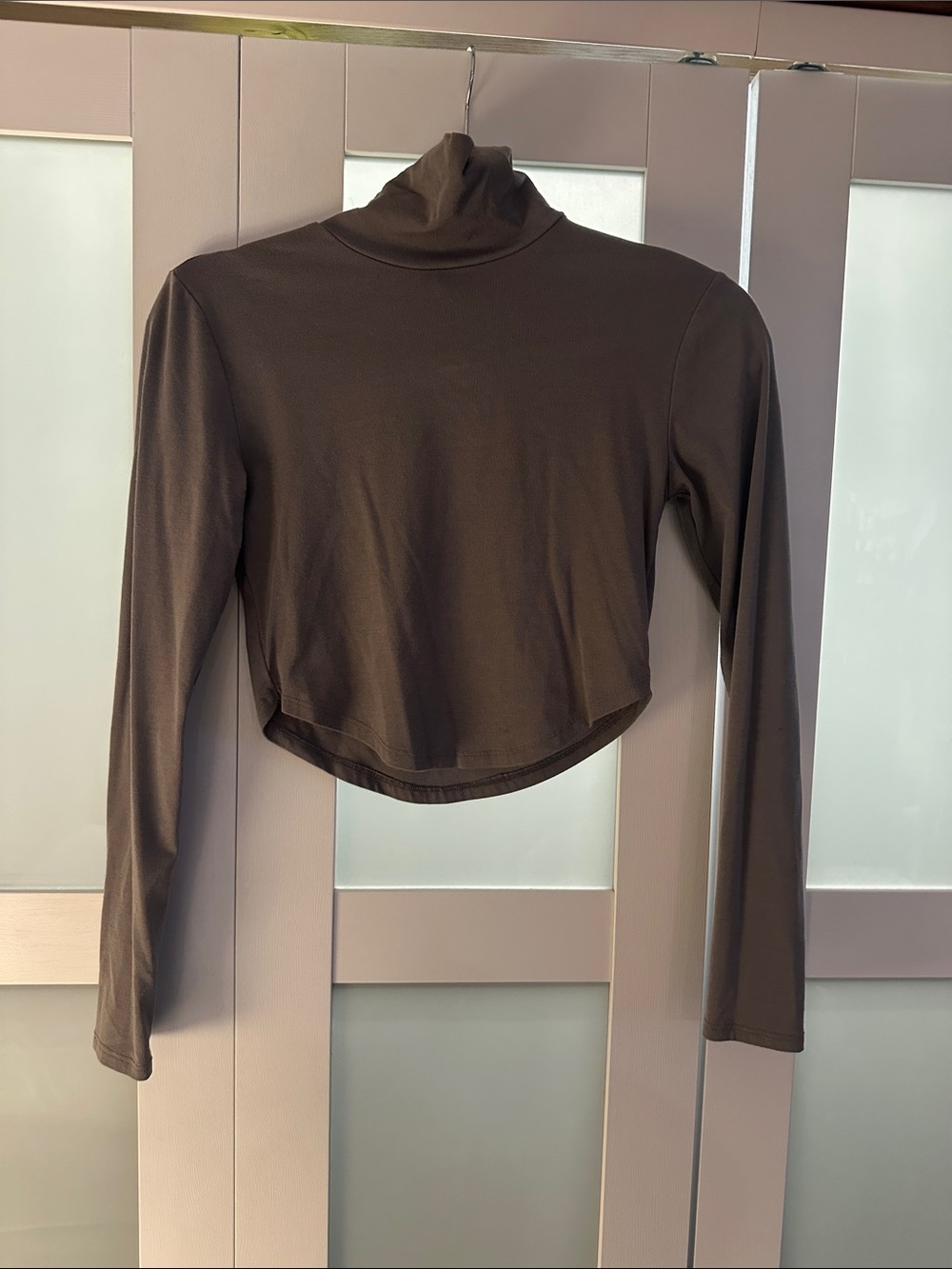 Forever 21 Brown Cropped Long Sleeve Turtleneck